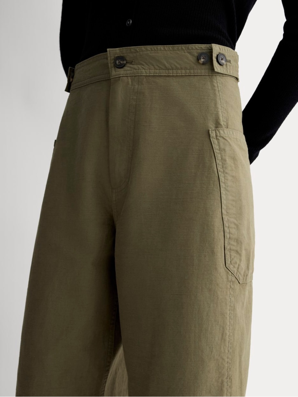 NWT EVERLANE The Fatigue Barrel Pant Kalamata Olive Green Cotton Linen Blend 6 - Picture 5 of 13